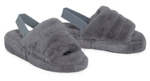 Load image into Gallery viewer, Womens Fluffy Faux Fur Peep Toe Slipper - Dark Grey