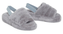 Load image into Gallery viewer, Womens Fluffy Faux Fur Peep Toe Slipper - Light Grey