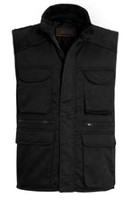Load image into Gallery viewer, Mens Gilet Safari Multi Pocket Waistcoat - Black (New Style)