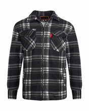 Load image into Gallery viewer, Unisex Fleece Fur Lined Hood Check Quilted Shirt - Black/White (Collar)