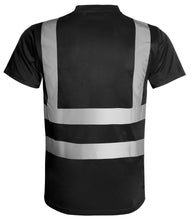 Load image into Gallery viewer, Hi Vis Viz Visibility Short Sleeve Round Neck T-Shirt Polo Safety Work Shirts - Black