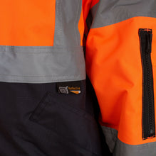 Load image into Gallery viewer, Hi Vis Visibility Bomber Workwear Security Hooded Waterproof Jacket - Orange/Navy