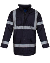 Load image into Gallery viewer, Hi Vis Parka Workwear Safety Hooded Jacket - Navy