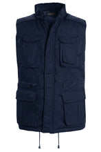Load image into Gallery viewer, Mens Gilet Safari Multi Pocket Waistcoat - Navy