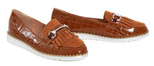 Load image into Gallery viewer, Ladies Flat Casual Tassle Loafers Buckle Pumps Shoes - Camel