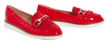 Load image into Gallery viewer, Ladies Flat Casual Tassle Loafers Buckle Pumps Shoes - Red