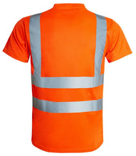 Load image into Gallery viewer, Hi Vis Viz Visibility Short Sleeve Round Neck T-Shirt Polo Safety Work Shirts - Orange