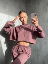 Load image into Gallery viewer, Womens Activewear Long Sleeve Crop Top Joggers Set Tracksuit - Light Chocolate