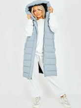 Load image into Gallery viewer, Womens Hooded Quilted Zip Up Gilet Waistcoat - Grey