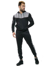 Load image into Gallery viewer, Mens Full Zip Hooded Skinny Fit Lightweight Tracksuit Set - Black/Grey (AV20-U)