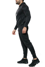 Load image into Gallery viewer, Mens Tracksuit Zip Up Hoodie Slim Fit Pants Set - Black (AV20-015)