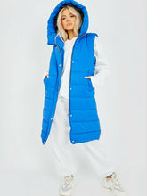Load image into Gallery viewer, Womens Hooded Quilted Zip Up Gilet Waistcoat - Royal