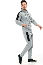 Load image into Gallery viewer, Mens Plain Hoodie Tracksuit Top Designer Slim Fit Hooded - Grey Panel Suit