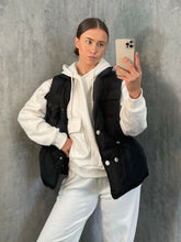 Load image into Gallery viewer, Womens Button Puffer Gilet Waistcoat Winter Vest Long Bodywarmer - Black