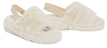 Load image into Gallery viewer, Womens Fluffy Faux Fur Peep Toe Slipper - Beige