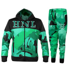 Load image into Gallery viewer, HNL Kids Hoodie Jogging Sports Tracksuit Set - Green