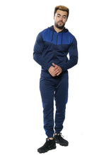 Load image into Gallery viewer, Mens Tracksuit Zip Up Hoodie Slim Fit Pants Set - Navy/Royal (AV20-U)