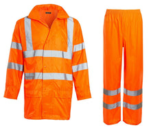 Load image into Gallery viewer, Hi Viz Mens Waterproof Rainsuit Trousers Jacket High Visibility - Hi-Visibility Orange