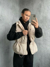 Load image into Gallery viewer, Womens Button Puffer Gilet Waistcoat Winter Vest Long Bodywarmer - Stone