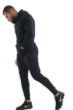 Load image into Gallery viewer, Mens Slim Fit Exercise Gym Jogging Casual Zip Up Tracksuit - Navy