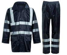 Load image into Gallery viewer, Hi Viz Mens Waterproof Rainsuit Trousers Jacket High Visibility - Hi-Visibility Navy