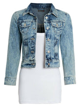 Load image into Gallery viewer, Shelikes Ladies Denim Crop Style Jacket - Bleach (Poppy)
