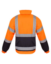 Load image into Gallery viewer, Hi Vis Visibility Bomber Workwear Security Hooded Waterproof Jacket - Orange/Navy