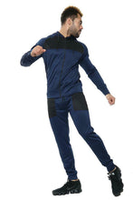 Load image into Gallery viewer, Mens Tracksuit Zip Up Hoodie Slim Fit Pants Set - Navy/Black (AV20-V)