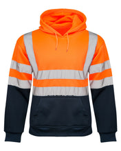 Load image into Gallery viewer, Mens 2 Tone No Zip Hi Vis Sweatshirt Tape Band Pull Over - Orange