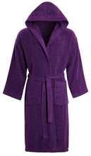 Load image into Gallery viewer, Unisex Luxury Egyptian Cotton Terry Towelling Gown - Purple ( Hooded Bath Robe )