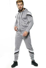 Load image into Gallery viewer, Mens Full Zip Hooded Skinny Fit Lightweight Tracksuit Set - Grey (AV20-K)