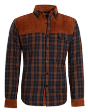 Load image into Gallery viewer, Mens Sherpa Fur Thermal Check Shirt Cord Padded Lumberjacket - Brown