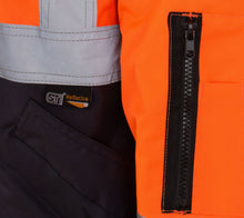 Load image into Gallery viewer, Hi Vis Visibility Bomber Workwear Security Hooded Waterproof Jacket - Orange/Navy