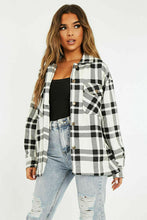 Load image into Gallery viewer, Womens Check Fleece Casual Oversize Shacket - Black/White