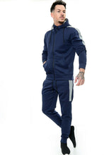 Load image into Gallery viewer, Mens Plain Hoodie Tracksuit Top Designer Slim Fit Hooded - Navy Panel Suit