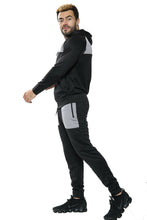 Load image into Gallery viewer, Mens Tracksuit Zip Up Hoodie Slim Fit Pants Set - Black/Grey (AV20-V)