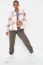 Load image into Gallery viewer, Womens Check Fleece Casual Oversize Shacket - Pink