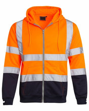 Load image into Gallery viewer, Shelikes Hi Vis Viz Visibility Two Tone Zip Hooded Jacket - Orange