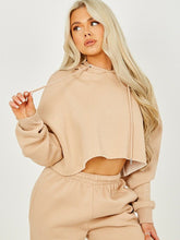 Load image into Gallery viewer, Womens Activewear Long Sleeve Crop Top Joggers Set Tracksuit - Beige