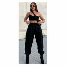Load image into Gallery viewer, Womens Cuffed Lounge Wear Sweatpants - Black