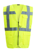 Load image into Gallery viewer, Hi Vis Waistcoat With Phone ID Pocket Key Holder Vest - Yellow