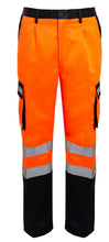 Load image into Gallery viewer, Mens Hi Vis Viz Workwear Safety Trousers Combat Bottoms - Orange/Navy