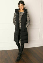 Load image into Gallery viewer, Womens Hooded Quilted Zip Up Gilet Waistcoat - Black