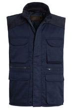 Load image into Gallery viewer, Mens Gilet Safari Multi Pocket Waistcoat - Navy (New Style)