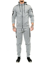 Load image into Gallery viewer, Mens Plain Hoodie Tracksuit Top Designer Slim Fit Hooded - Grey Panel Suit