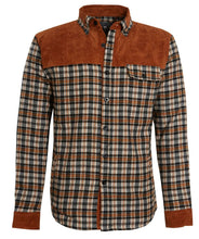 Load image into Gallery viewer, Mens Sherpa Fur Thermal Check Shirt Cord Padded Lumberjacket - Sand