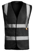Load image into Gallery viewer, Hi Vis High Visibility Waistcoat Vest 2 Band - Black