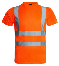 Load image into Gallery viewer, Hi Vis Viz Visibility Short Sleeve Round Neck T-Shirt Polo Safety Work Shirts, Orange