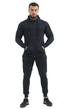 Load image into Gallery viewer, Mens Slim Fit Exercise Gym Jogging Casual Zip Up Tracksuit - Navy