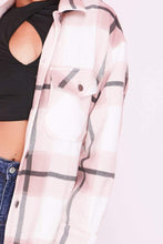 Load image into Gallery viewer, Womens Check Fleece Casual Oversize Shacket - Pink